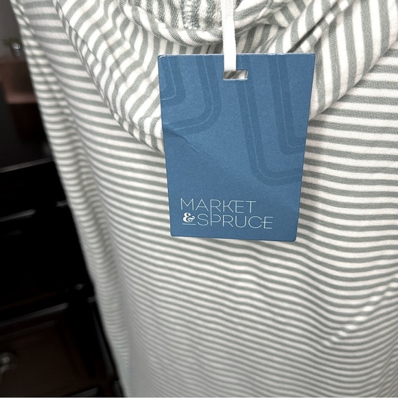 Market & Spruce Sage White Striped Lightweight Hoodie Size S - Picture 9 of 13